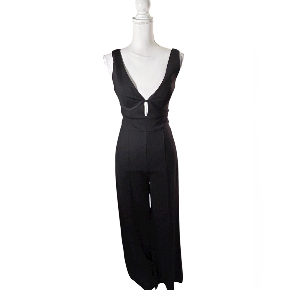Lena Black Sleeveless Plunging Neckline Jumpsuit 🆕